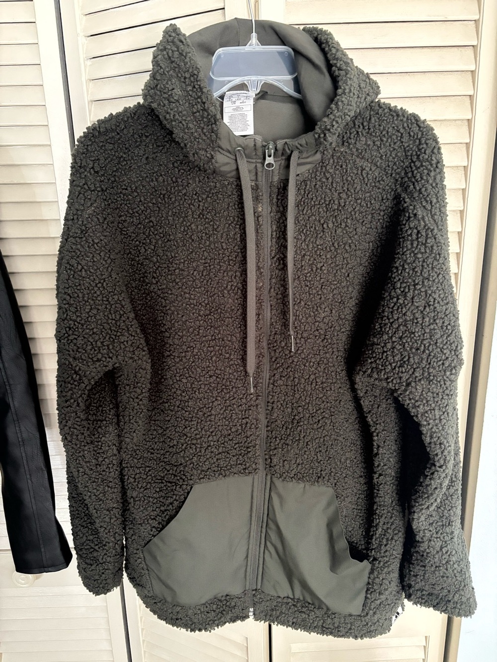 Adidas Olive Sherpa Puffer Hoodie Jacket